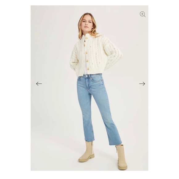 SOMETHING NAVY Cream Embellished Floral Sequin Cable Knit Cardigan XXL - Picture 8 of 13